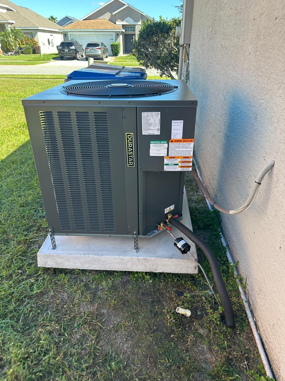 Ducane air conditioning installation at a Florida home